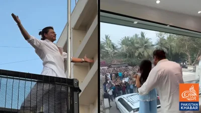 A Sea of Fans Gathers Outside King Khan’s House on Eid